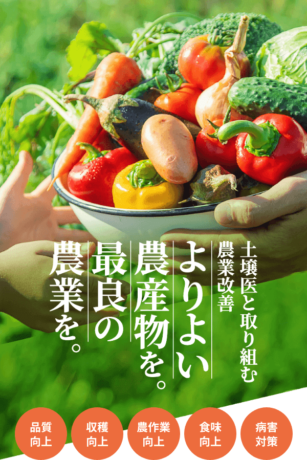 土壌医と取り組む農業改善、よりよい農産物を。最良の農業を。